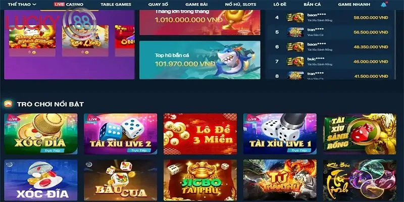 LUCKY88 cung cấp đa dạng trò chơi cá cược thú vị LUCKY88 cung cấp đa dạng trò chơi cá cược thú vị