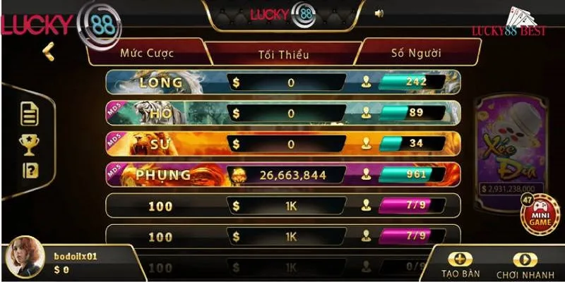 Xóc đĩa LUCKY88 được nhiều người chơi lựa chọn cược